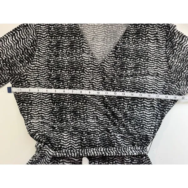 Apt. 9 Faux Wrap Dress Black White‎ Abstract Geometric V-Neck XL Officewear - Image 6