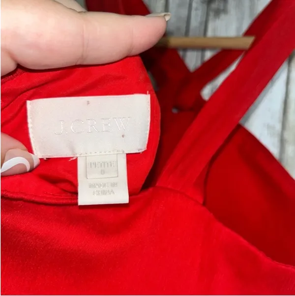 J.Crew Sinclair Vivid Poppy Silk Halter Dress | 0P - Image 8