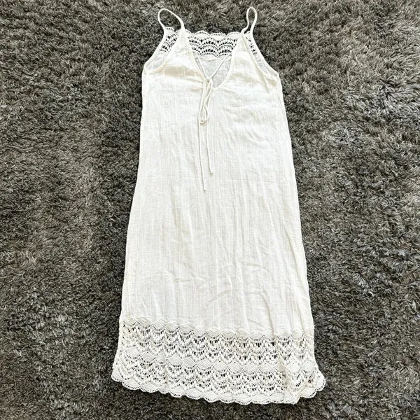 Free People Lace Accent Maxi Side Slit Dress in White, Size XS​​​​ - Image 4