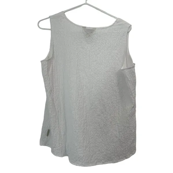 Woolrich White Pleated/Quilted Tank Top Size Large Beach Classic‎ Summer Casual - Image 3