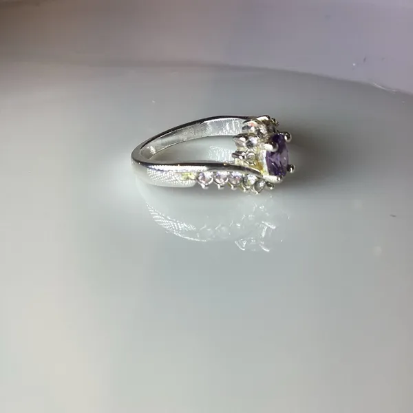 Faux Amethyst Crystal Ring Silver - Image 9