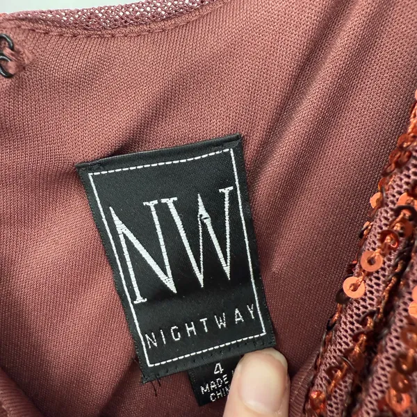 NW Nightway‎ Size 4 Sequin Maxi Dress Off the Shoulder Slit Evening Event Gown - Image 6