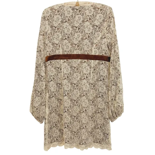 Laundry Coquette Babydoll Lace Dress Size 12 Cream Brown Cottage Boho Ren Faire - Image 3