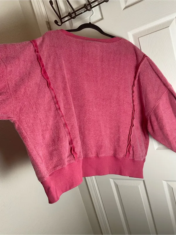 American Eagle Pink Fleece Sweatshirt Seriously Huggable Oversized Crewneck - Image 7