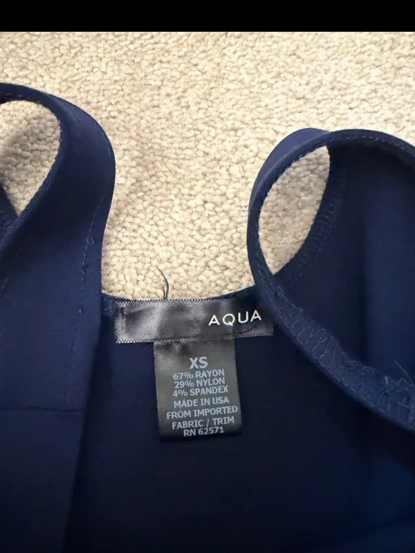 Aqua Navy and White Sleeveless Fit-and-Flare Mini Dress - Image 3