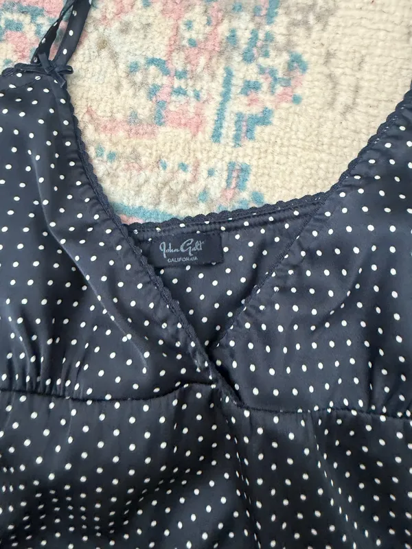 John Galt Navy Silk Polka Dot Tank Top - Image 2