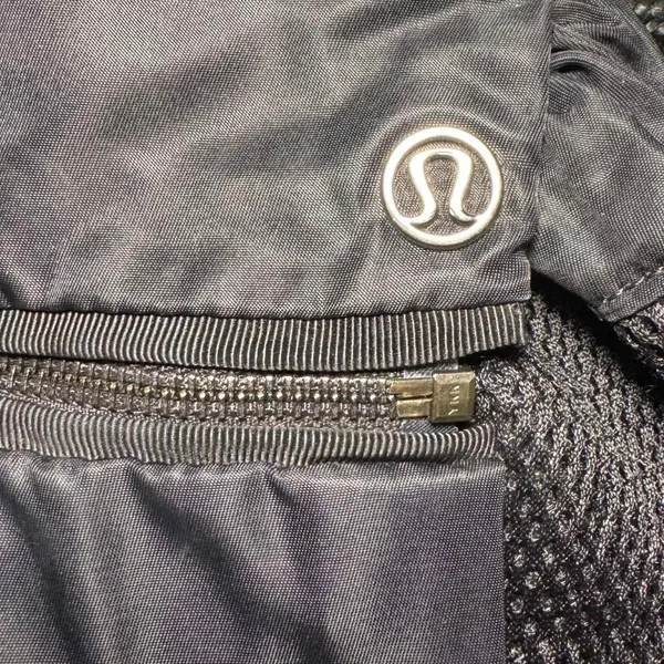 Lululemon Black Drawstring Backpack Gym Sack Lightweight Nylon Bag with Zip Pock - Image 5