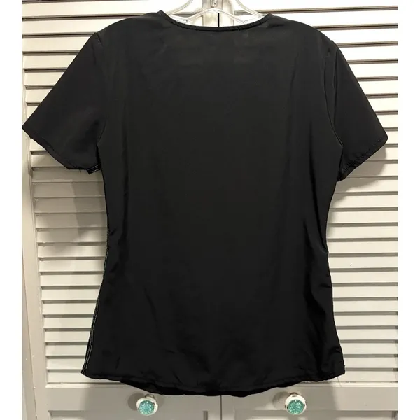Scrubstar Scrub Top Size Small V Neck Pockets Black/Neon Green‎ Medical Nurse - Image 5