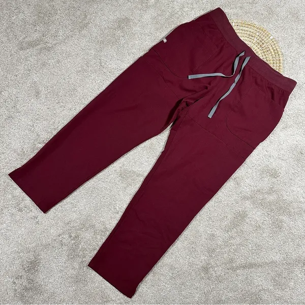 Figs Women’s Nepal Skinny Scrub Pants Pull On Limited Edition in Burgundy XL - Image 3