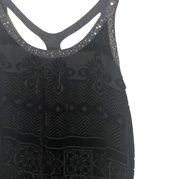 Free People Women's Size 6 Small Black Velvet‎ Sequin Wymsgoth Romantic Top - Image 4