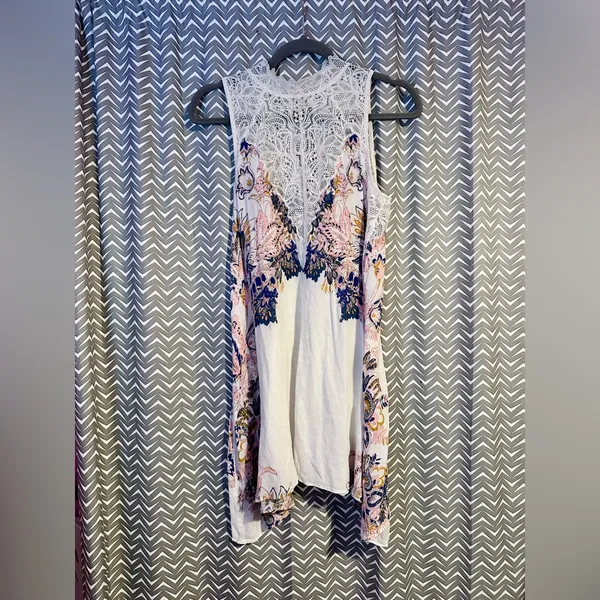 Free People | Marsha Printed Lace-Neck Dress, size S - Image 4