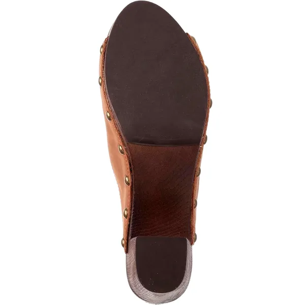 Sbicca Montrose Genuine Suede Clog Mule Heeled Sandal Tan 9 - Image 6