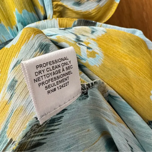 MISA Los Angeles Alessandra Sleeveless Ruffle Midi Dress Blue Yellow Medium - Image 8