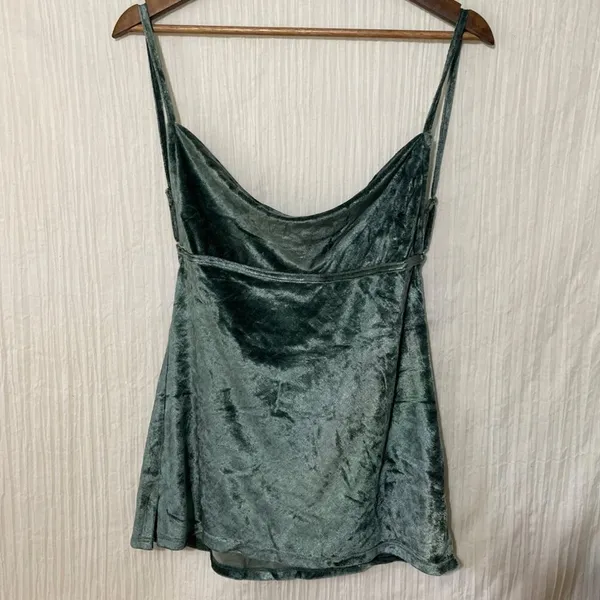 Free People Intimates Velvet Camisole Small Green Cowl Neck NWT - Image 3