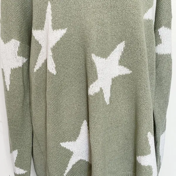 A Beautiful Soul Sweater Size A Size (1X ) Stars Green Cozy Slouchy Whimsigoth - Image 6