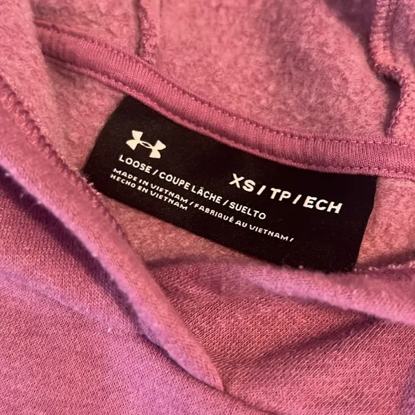 Under Armour Womens Loose Crop Hoodie Sweatshirt Pink XS‎ - Image 4