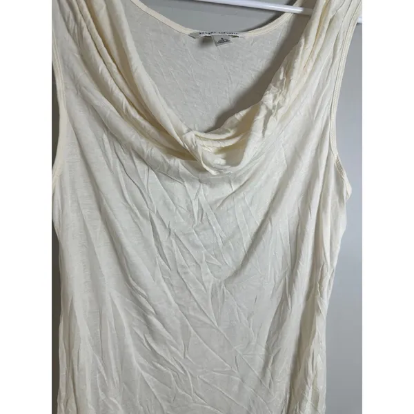 Banana Republic Womens Cream Rayon Cowl Neck Ruffle Hem Tank Top Small 858926-00 - Image 3
