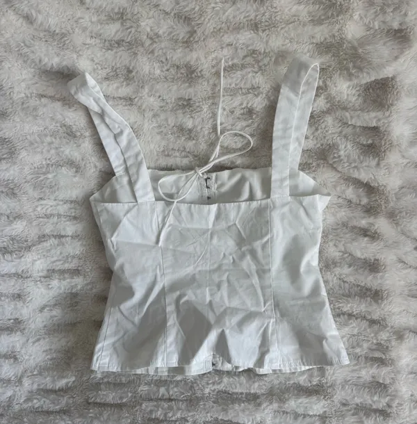 More to Come Revolve Classic White Square-Neck Camisole with Front Tie - Image 3
