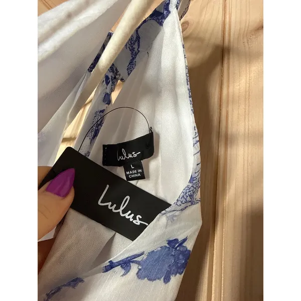 NWT Lulus Float to You White Floral Print Halter Tiered Midi Dress Cruise Size L - Image 8