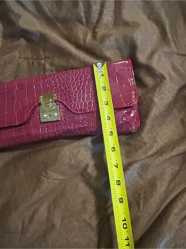 Bellini Patent Croc-Embossed Convertible Clutch in Fuchsia - Image 6