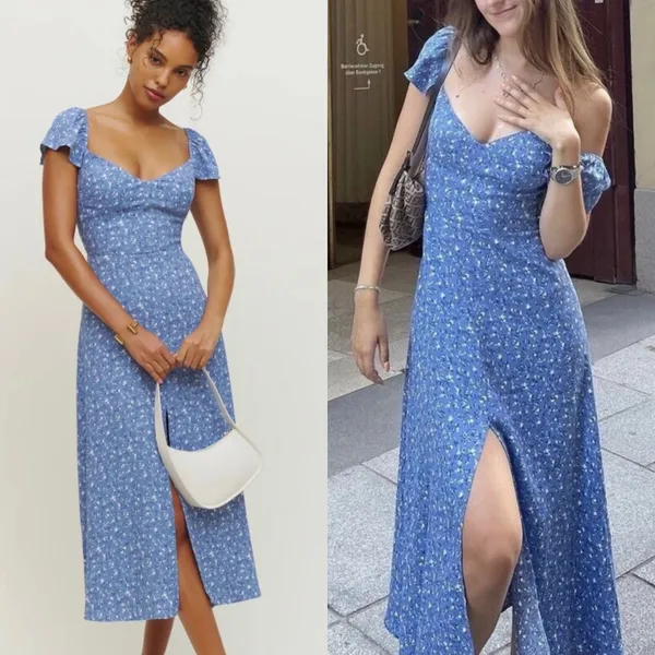 Reformation Baxley Floral Midi Dress Blue Size 4 - Image 3