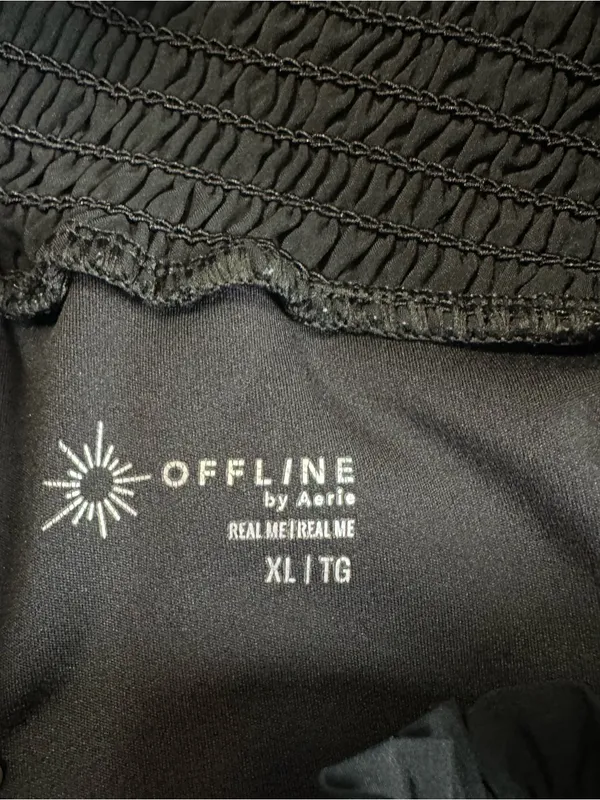 Offline By Aerie Black Smocked Waistband Running Athletic High Waist Shorts - Image 7