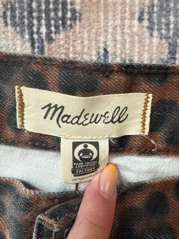 Madewell Leopard Low Slung Baggy Jeans Dark Coffee Print - Image 6