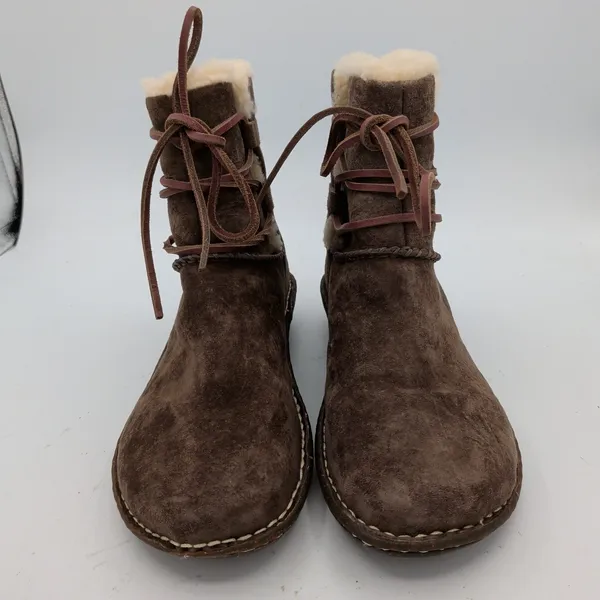 UGG Caspian Shearling 3335 Brown Suede Shearling Lace Up Mid Calf Boots Womens 7 - Image 3