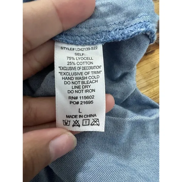 Lush Clothing Denim Dress Women Stretchy Comfortable Size Large Preppy‎ Beach Travel City - Image 7