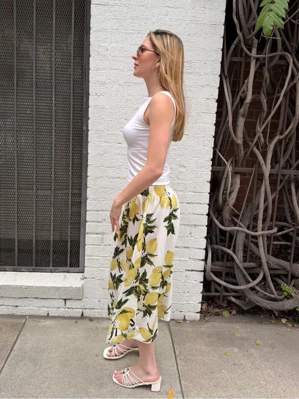 Target Lemon print midi skirt sz s #boho #farm #cottagecore #churchskirt - no brand - Image 3