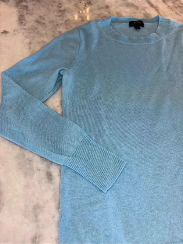 J. Crew Sky Blue Cashmere Crewneck Sweater - Image 3