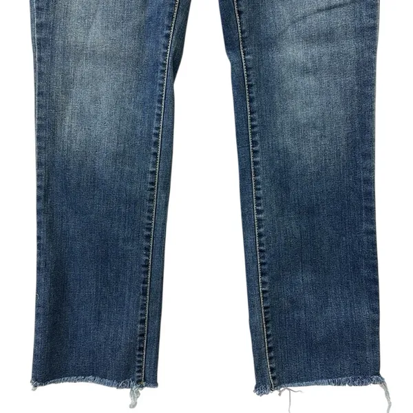 Ana Straight Leg Raw Hem Mid Rise Medium Wash Blue Jeans Womens 12 - Image 3
