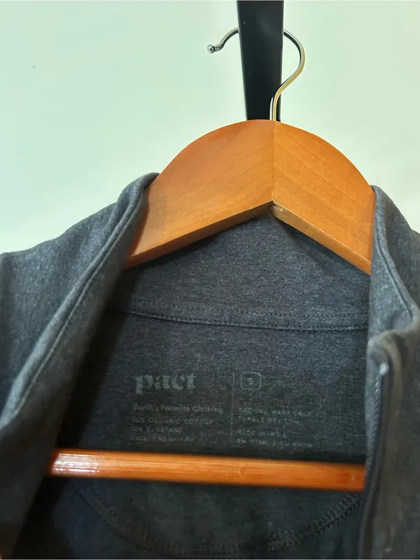 Pact Organic Cotton Go To Slim Zip Up Track‎ Jacket Athletic Stretch Gray Small - Image 4