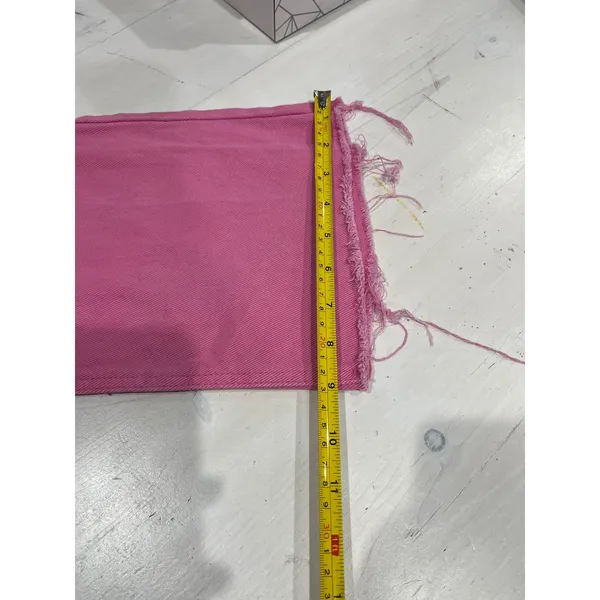 SHEIN Pink Wide Leg Jeans High Waist Frayed‎ Hem Raw Edge Size 25 Cotton - Image 4