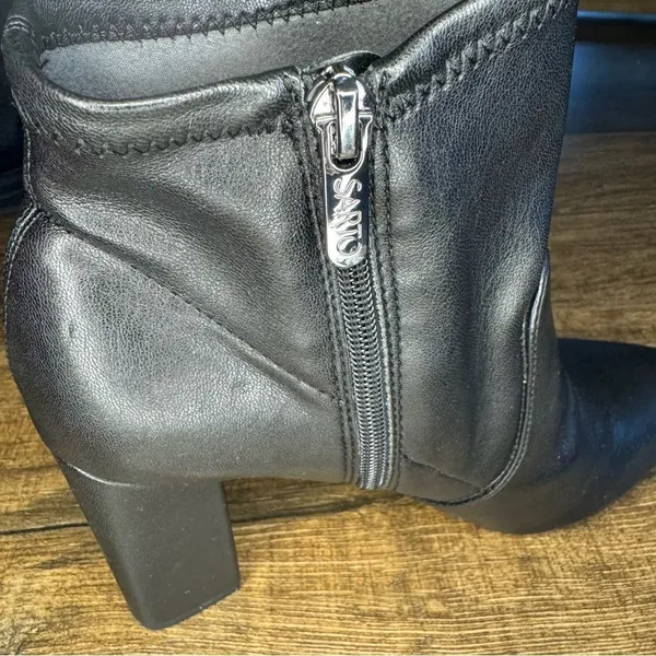 Franco Sarto Kacee Shoes Black Leather Ankle Bootie Zip Block Heel Size 9.5 - Image 8