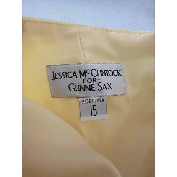 Vintage Jessica McClintock Gunne Sax Women 15 Yellow Strapless Beaded Gown Prom - Image 6