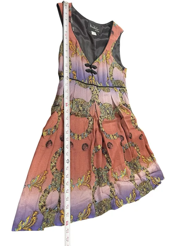 Vintage Y2K Asian Inspired Nicole Miller 2 Empire Waist Sleeveless Mini Dress - Image 7