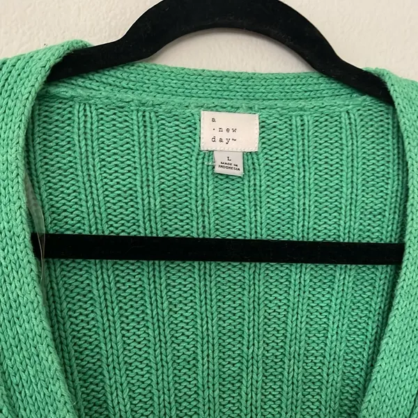 A New Day Green Ribbed Women's Sweater Size L - Image 5