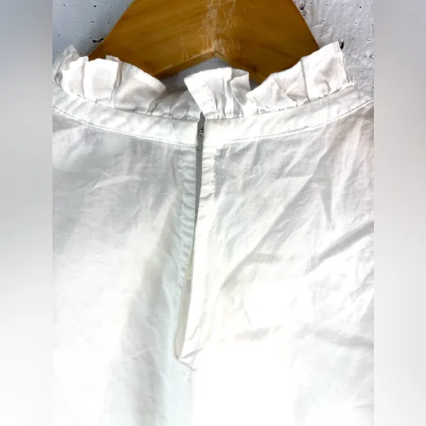 Express M Preppy Babydoll Cotton Ruffle Sleeve Top in White - Image 7