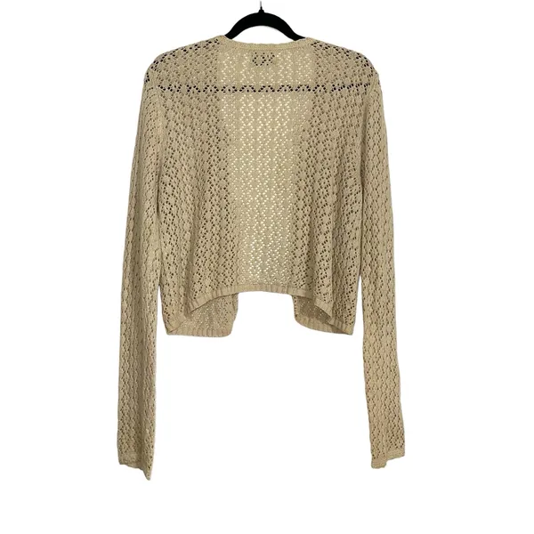 Abercrombie & Fitch Vintage Ramie Cotton Blend Knit Crochet Cardigan LARGE Y2K - Image 2