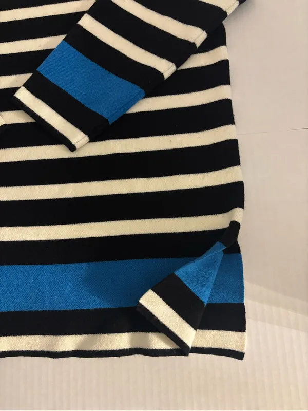 Jones New York Black, White & Blue Striped Turtleneck Sweater Size 1X - Image 4