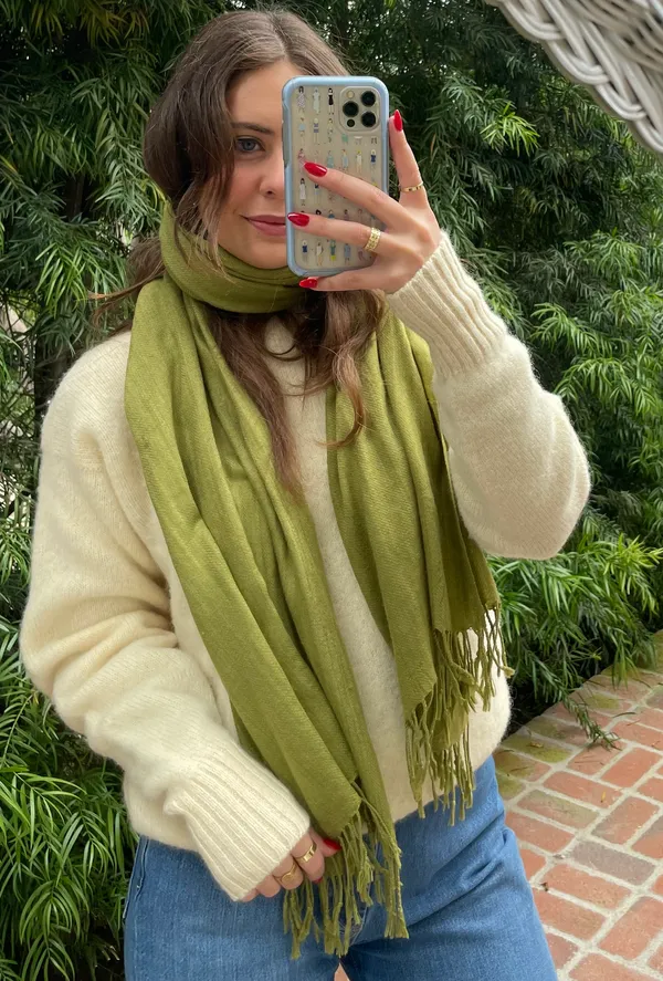 Pashmina cashmere green scarf - Image 2