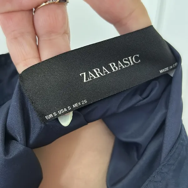 Zara Basic Navy Shirtail Windbreaker Jacket - Image 8