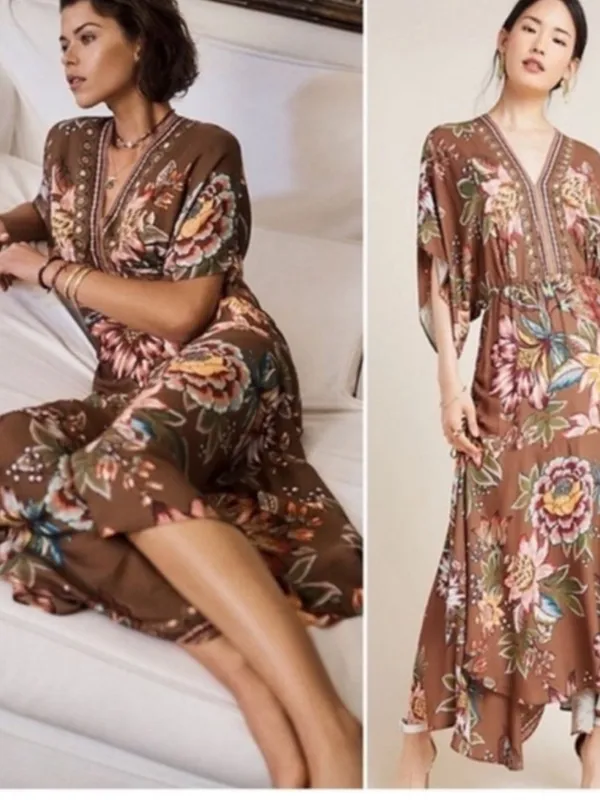 Farm Rio for Anthro Valentina Maxi Floral Dress M - Image 2