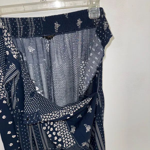 PRE-OWNED Pop England Blue Patchwork Culottes Wide Leg w/ Pockets Pants 1 - Image 11