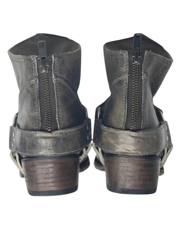 FREEBIRD by Steven aso Free People 𖤐 Santiago Distressed Leather Booties Boots 𖤐 Taupe - Image 14