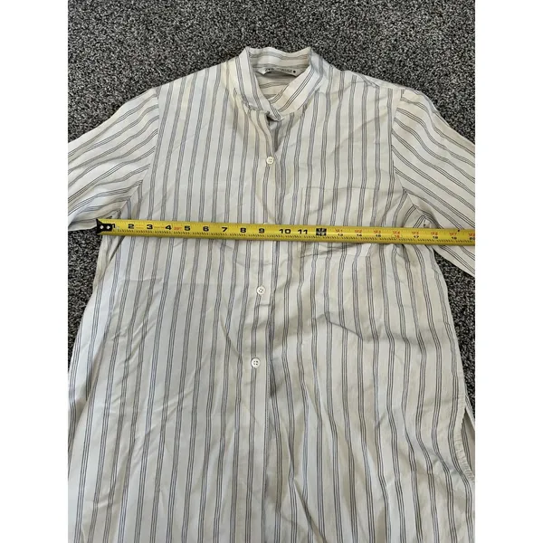 Zara Tan striped button-up long sleeve shirt M - Image 6