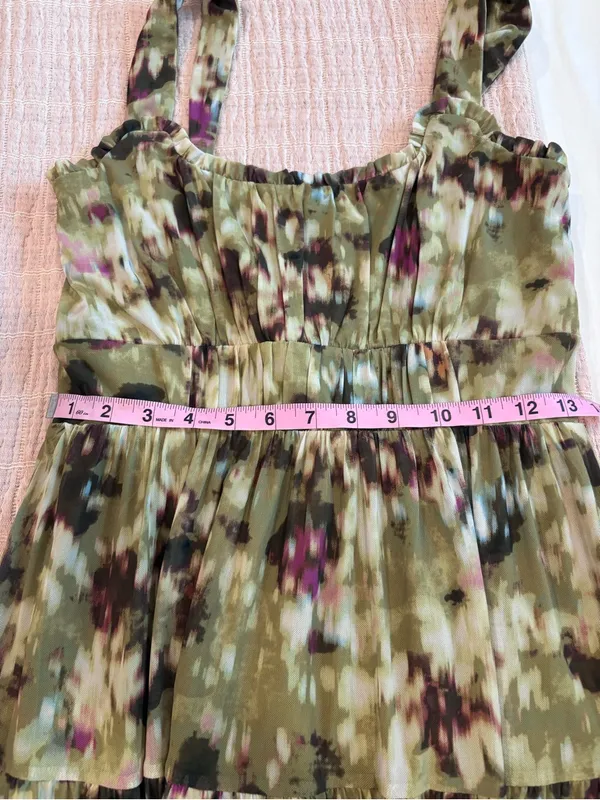 Stitch Fix nine britton Aubriella Olive Floral Tiered maxi size Medium - Image 7