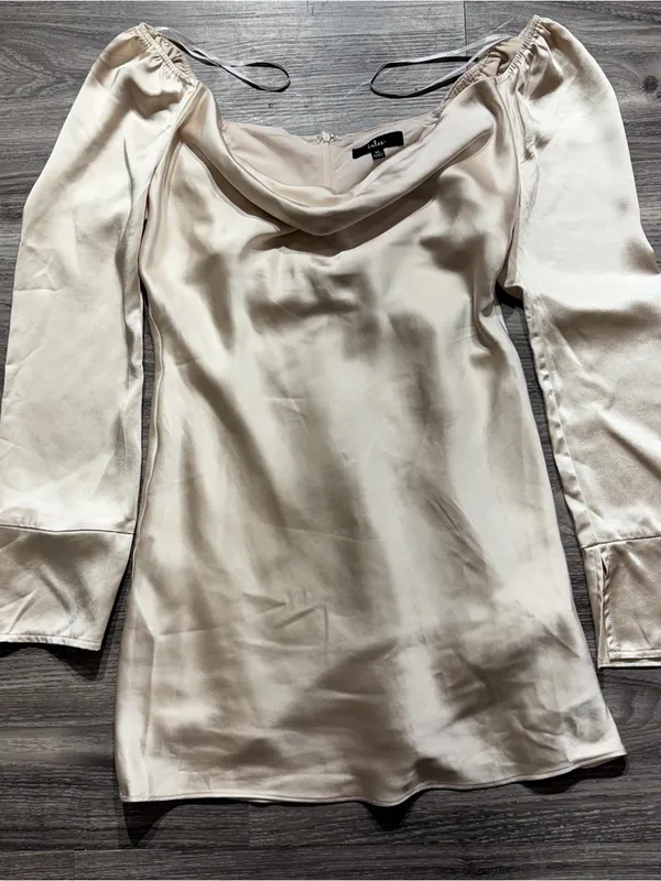 LULUS Satin Cowl Neck Long Sleeve mini dress XL - Image 2