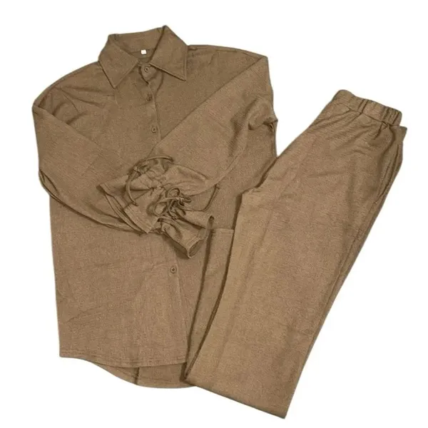 Women’s Beige Stretchy Pants Set(Size Small) Tan - Image 2